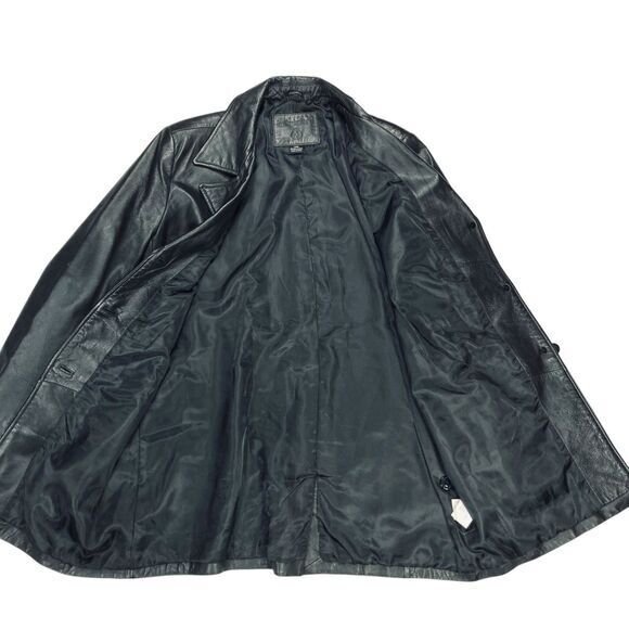 Kathy Ireland Genuine Leather Jacket Womens L Black Single Breasted Classic Coat - Picture 9 of 16